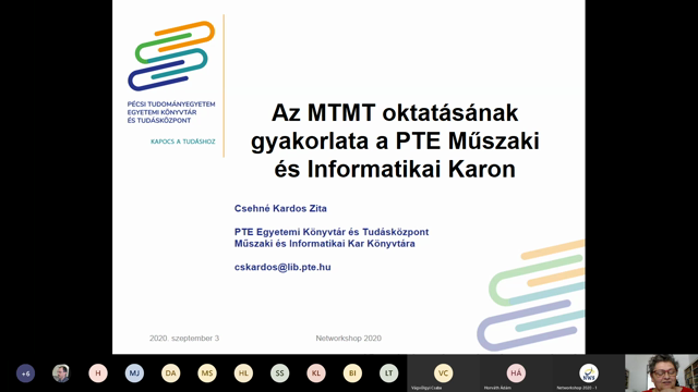 A MTMT2 oktatásának gyakorlata a PTE Műszaki és